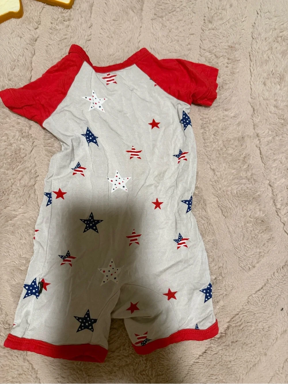 Kyte Baby Red & White Star Print Kids Short-Sleeve Romper